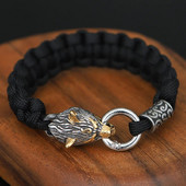 Na otvorenom Never Fade od nehrđajućeg čelika Celtic Wolf Lanyard Narukvice Muški Norse Vikings Survival Paracord Rope Bangles Homme Jewelry