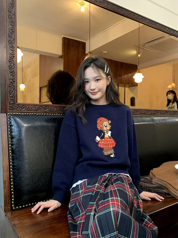 Retro armas karutrükk naiste kudumid naiste sügistalv 2023 uus hubane kootud pullover, naiste lahtine pehme kampsun, vana kaelusega vintage