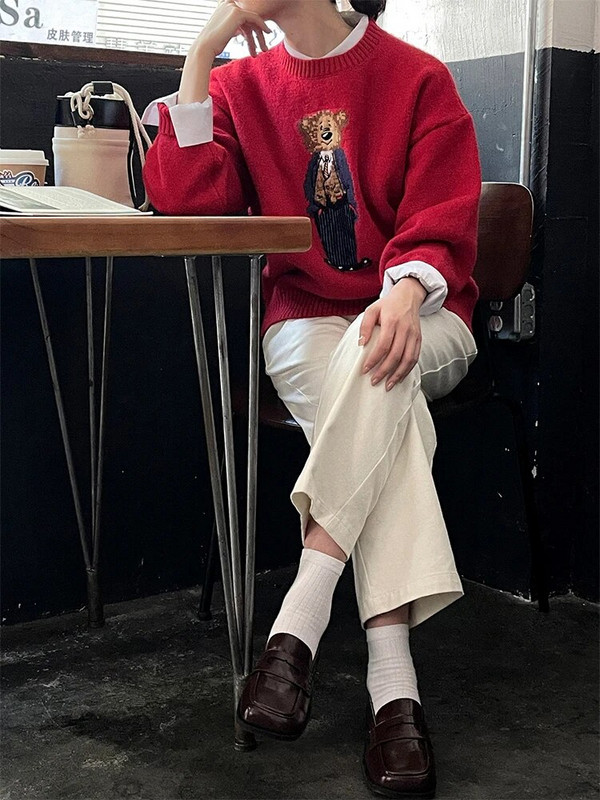 Retro armas karutrükk naiste kudumid naiste sügistalv 2023 uus hubane kootud pullover, naiste lahtine pehme kampsun, vana kaelusega vintage