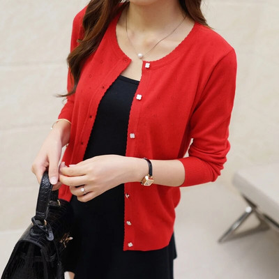 OHCLOTHING Īsa dizaina plāns jaciņš sieviešu izgriezuma sauļošanās gaisa kondicionētājs krekls džemperis trikotāžas virsdrēbes mazs apmetnis