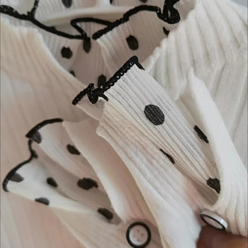 Πουλόβερ Γυναικείο ζιβάγκο με κουκκίδα στάμπα δαντέλα βολάν πουλόβερ Γυναικείο μανίκι τρομπέτας Top μασίφ πλεκτά Πουλόβερ φθινόπωρο χειμώνα
