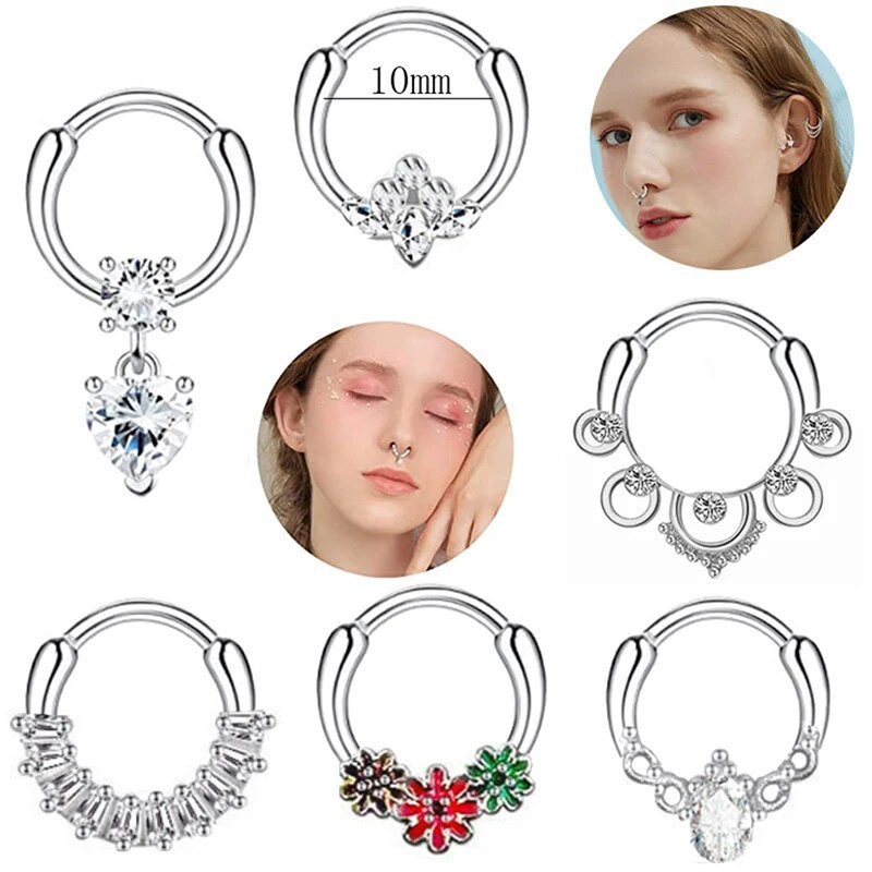Jauni Titāna Auskari Cirkona Augsta Segmenta Gredzeni Atvērti Mazs Starpsienas Pīrsings Deguna Gredzens Helix gliemežnīcas pīrsings ķermeņa rotaslietas 16G