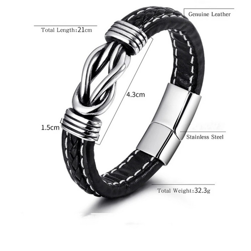 Karsti pārdod nerūsējošā tērauda rokassprādzes vīriešiem Eiropā un Amerikā ar rokām austas ādas aproces vīriešu rotaslietas dāvanas