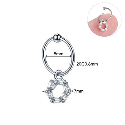 1 gab. Tērauda smalka stīpa ar mazu CZ kulonu, tiny auskaru, dārgakmens ziedu zvaigzne Sirds spārns auss skrimslis Helix daivas pīrsingi rotaslietas