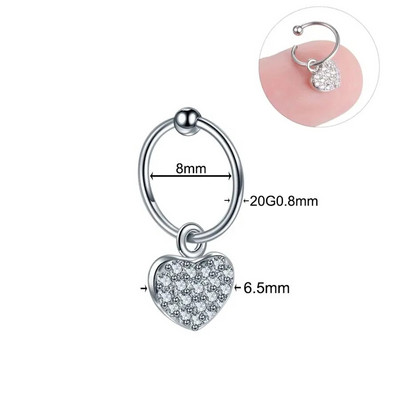 1 gab. Tērauda smalka stīpa ar mazu CZ kulonu, tiny auskaru, dārgakmens ziedu zvaigzne Sirds spārns auss skrimslis Helix daivas pīrsingi rotaslietas