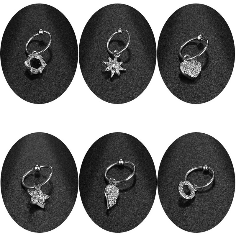 1 gab. Tērauda smalka stīpa ar mazu CZ kulonu, tiny auskaru, dārgakmens ziedu zvaigzne Sirds spārns auss skrimslis Helix daivas pīrsingi rotaslietas