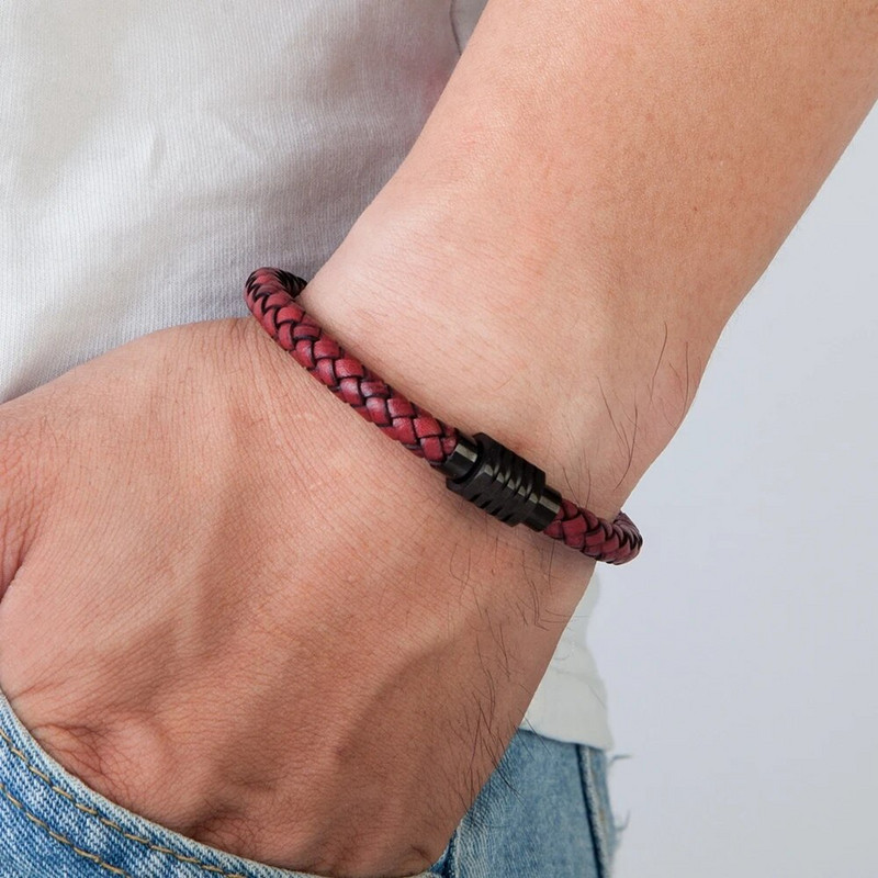 XQNI kombinācija, pielāgota nerūsējošā tērauda vīriešu ādas aproce Augstas kvalitātes magnēta pogas daudzkrāsains izvēle skaistam zēnam