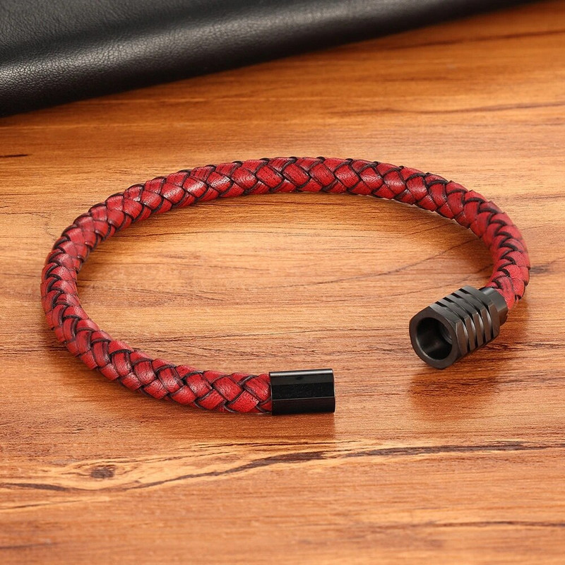 XQNI kombinācija, pielāgota nerūsējošā tērauda vīriešu ādas aproce Augstas kvalitātes magnēta pogas daudzkrāsains izvēle skaistam zēnam