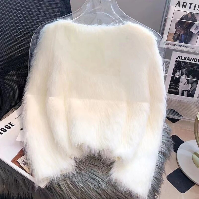 Sieviešu trikotāžas jaka, salda rudens, maiga, estētiska franču stila, klasiska V veida kakla izgriezuma sieviešu apģērbi