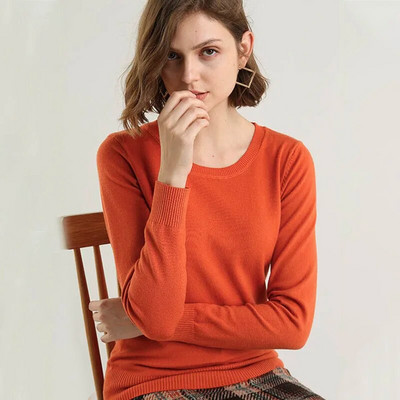 Džemper u 13 boja Ženski pulover s O izrezom Jednostavna jesensko-zimska pletena odjeća Žuti devinji puloveri Korejski ležerni uredski džemper CR-JM001