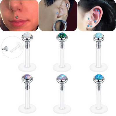 1 db Bioplast Opál Piercing Oreja Push In Labret ajakgyűrűs fülbevaló porcban Tragus Helix orrkagyló Pircing testékszer