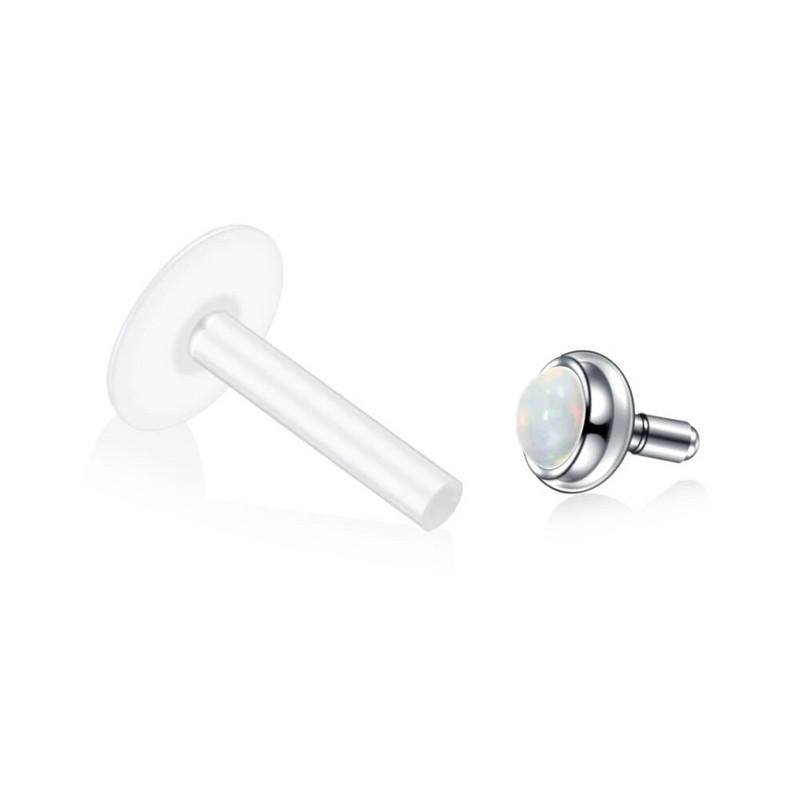 1PC Bioplast Opal Piercing Oreja Push In Labret lūpu gredzens Stud auskari skrimšļos Tragus Helix deguna gliemežnīca Pircing ķermeņa rotaslietas