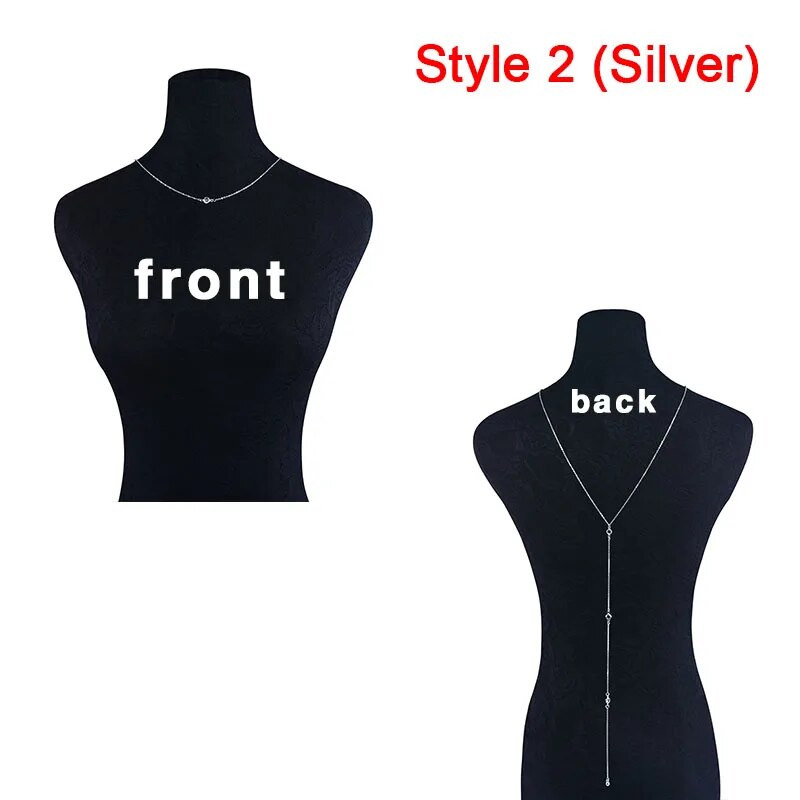 2023 Ženske lančane ogrlice s dugim kristalima Elegantni dugi kristalni dodaci za vjenčanje Lanac bez leđa Nakit za plažu