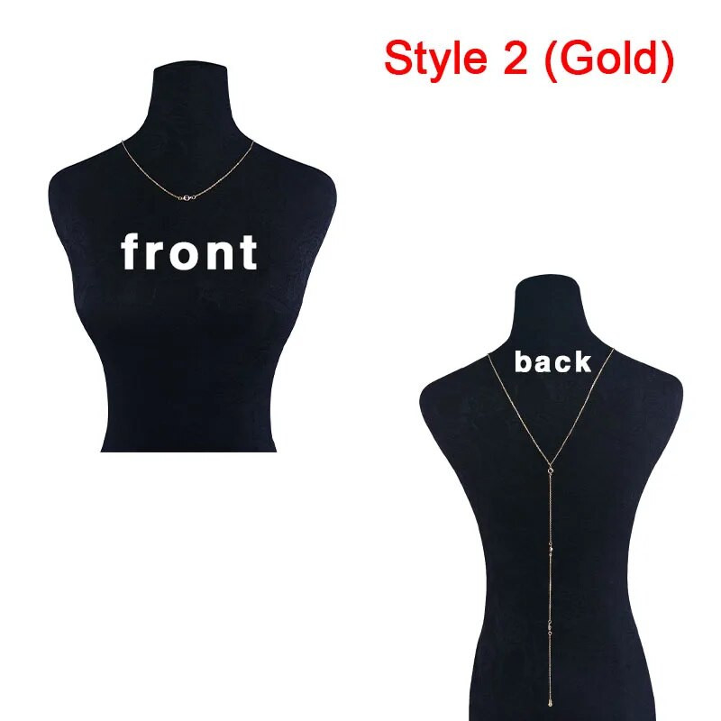 2023 Ženske lančane ogrlice s dugim kristalima Elegantni dugi kristalni dodaci za vjenčanje Lanac bez leđa Nakit za plažu