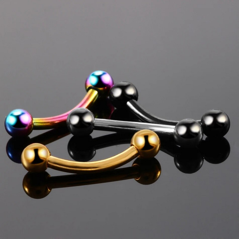 1 ks titánové piercing do obočia s vnútorným závitom, zakrivené krúžky s činkou, náušnice Daith Helix, piercing do chrupavky, pery, jazyka.