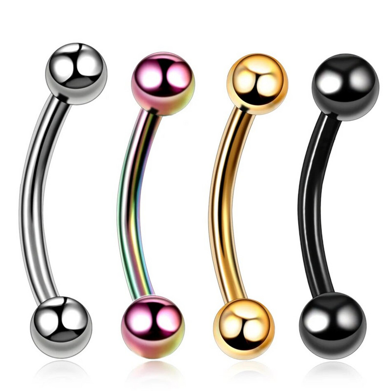 1 ks titánové piercing do obočia s vnútorným závitom, zakrivené krúžky s činkou, náušnice Daith Helix, piercing do chrupavky, pery, jazyka.