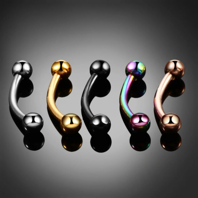 1 ks titánové piercing do obočia s vnútorným závitom, zakrivené krúžky s činkou, náušnice Daith Helix, piercing do chrupavky, pery, jazyka.