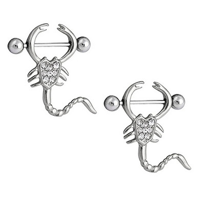 2Gb Punk Skelets Pistole Stieņa Krūšu pīrsings Eņģelis Spārns Skorpiona Lapas Atslēgas Pīrsings Krūšu gredzens Lielas ķermeņa rotaslietas