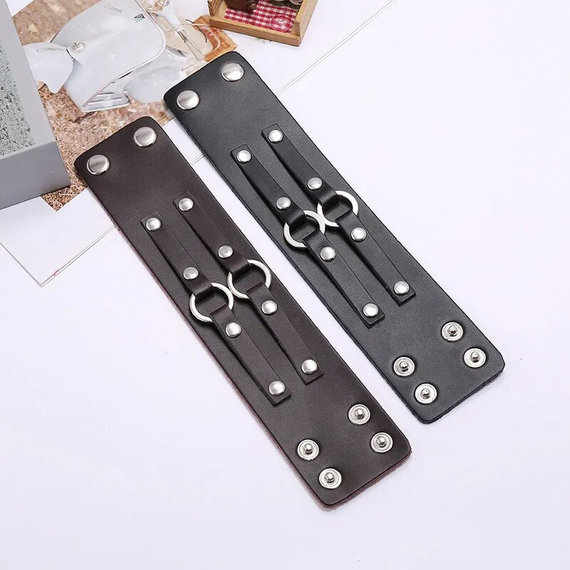 Modyle New Fashion meeste lai ehtsast nahast käevõru Pruun laia mansetiga käevõrud ja käevõrud Vintage punk randmepael Meeste ehted