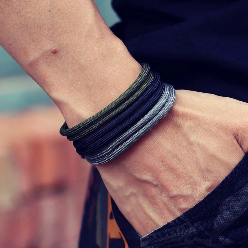 Noter vīriešu rokassprādzes komplekts, regulējams, pīts lietussargu virve Brazalete For Hombre minimālisma vīriešiem, forši biker rotaslietas Pulseira dāvana