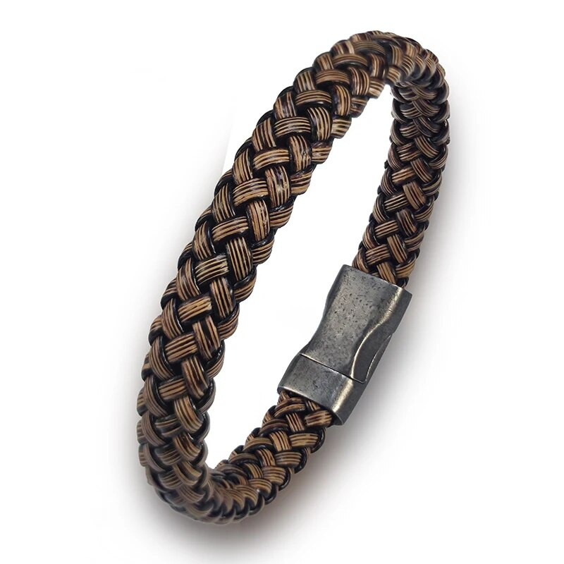 Μόδα Ανδρικό δερμάτινο βραχιόλι ρετρό μονής στρώσης απλό δερμάτινο ποπ πανκ από ανοξείδωτο ατσάλι Make Old Locks Κοσμήματα Δώρο γενεθλίων