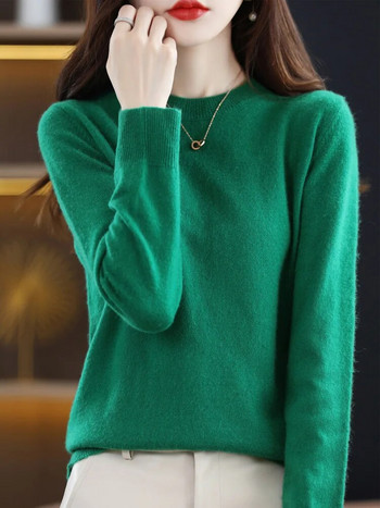 Βασικό στυλ Γυναικείο πουλόβερ 100% μαλλί Merino Γυναικείο πουλόβερ με μακρύ μανίκι πλεκτό κασμίρ μπλούζες