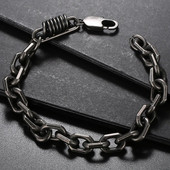 Vintage 8MM széles 316L rozsdamentes acél lánc karkötő férfiaknak csuklón kézen Férfi karkötők Férfi karszalag Kézzel készített ékszerek