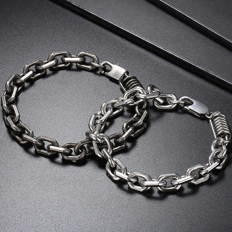 Vintage 8MM széles 316L rozsdamentes acél lánc karkötő férfiaknak csuklón kézen Férfi karkötők Férfi karszalag Kézzel készített ékszerek