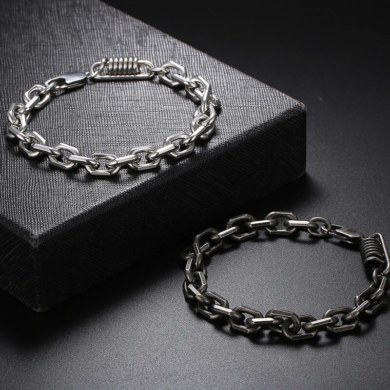 Vintage 8MM széles 316L rozsdamentes acél lánc karkötő férfiaknak csuklón kézen Férfi karkötők Férfi karszalag Kézzel készített ékszerek