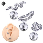 1 DB Titanium EAR PIERC Méhek Kígyó fülcsavarok Labret Gyűrűs Piercing 16G Tragus Helix Daith Porcpiercingek Fülbevaló Női Ékszer