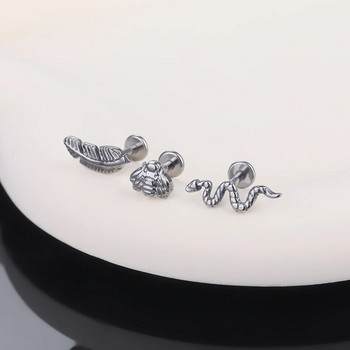 1PC Titanium EAR PIERC Bee Snake Ear Studs Labret Ring Piercing 16G Tragus Helix Daith хрущялни пиърсинг Обеци Дамски бижута