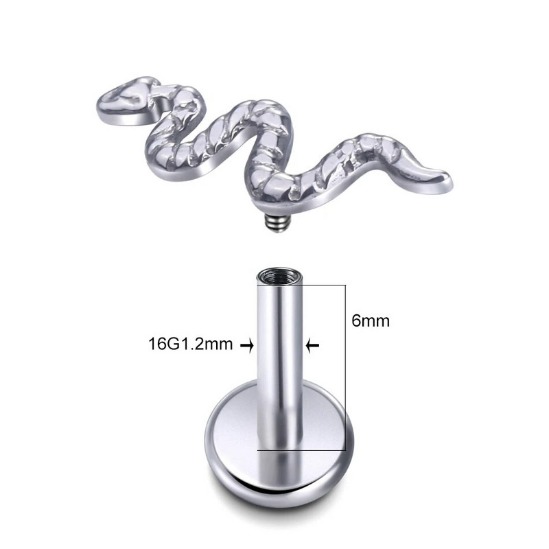 1 DB Titanium EAR PIERC Méhek Kígyó fülcsavarok Labret Gyűrűs Piercing 16G Tragus Helix Daith Porcpiercingek Fülbevaló Női Ékszer