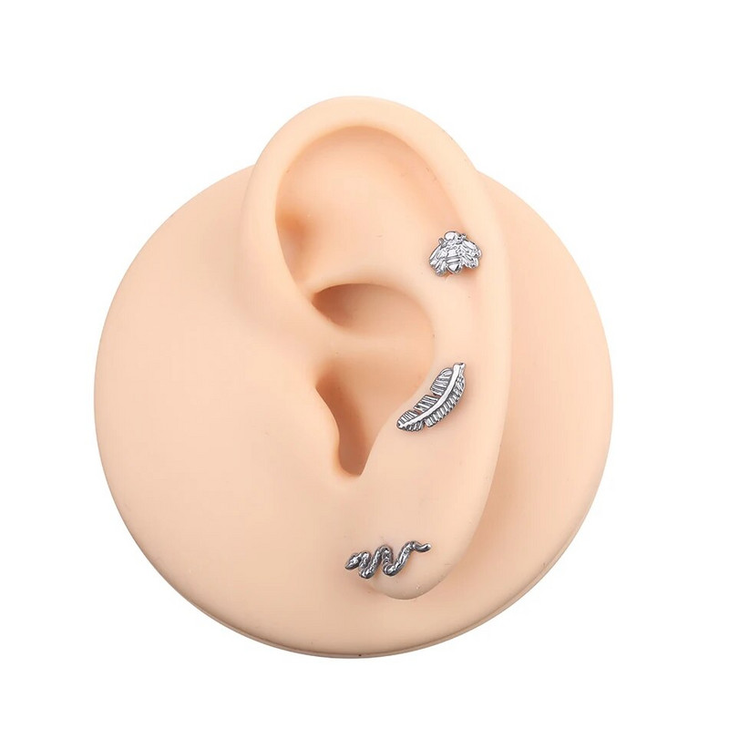 1 DB Titanium EAR PIERC Méhek Kígyó fülcsavarok Labret Gyűrűs Piercing 16G Tragus Helix Daith Porcpiercingek Fülbevaló Női Ékszer