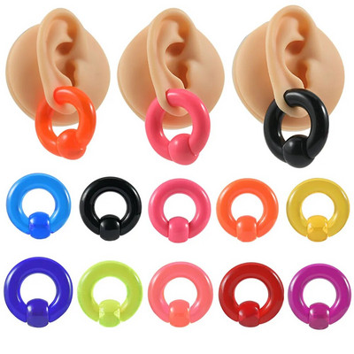 2Pcs Акрилни BCR Big Large Size Giant Captive Bead Ring Ear Tunnel Plug Expander Guauge Мъжки пръстен за нос Пиърсинг Бижута за тяло 00G