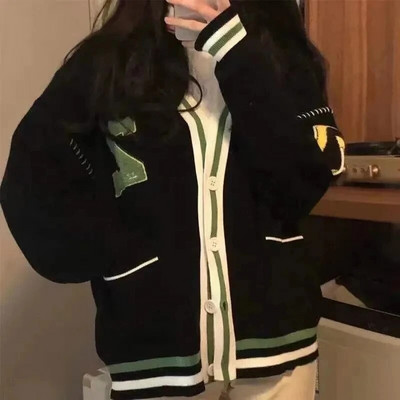 Sieviešu trikotāžas džemperis ar V kakla izgriezumu Sieviešu vintage Houndstooth trikotāžas džemperi ar garām piedurknēm Modes rudens lielizmēra džemperi