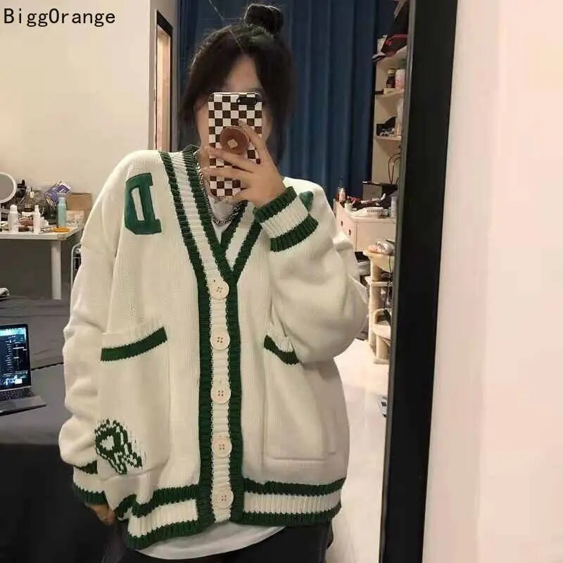 Sieviešu trikotāžas džemperis ar V kakla izgriezumu Sieviešu vintage Houndstooth trikotāžas džemperi ar garām piedurknēm Modes rudens lielizmēra džemperi