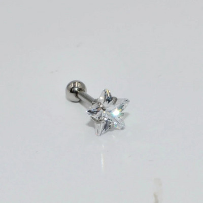 1 ks piercing do tela z chirurgickej ocele, zirkónu, drahokamu, hviezdy, srdca, štvorca, trojuholníka, tragusu, chrupavky, špirály, ucha.