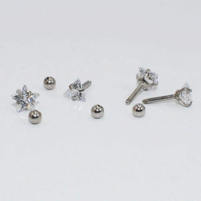 1 ks piercing do tela z chirurgickej ocele, zirkónu, drahokamu, hviezdy, srdca, štvorca, trojuholníka, tragusu, chrupavky, špirály, ucha.