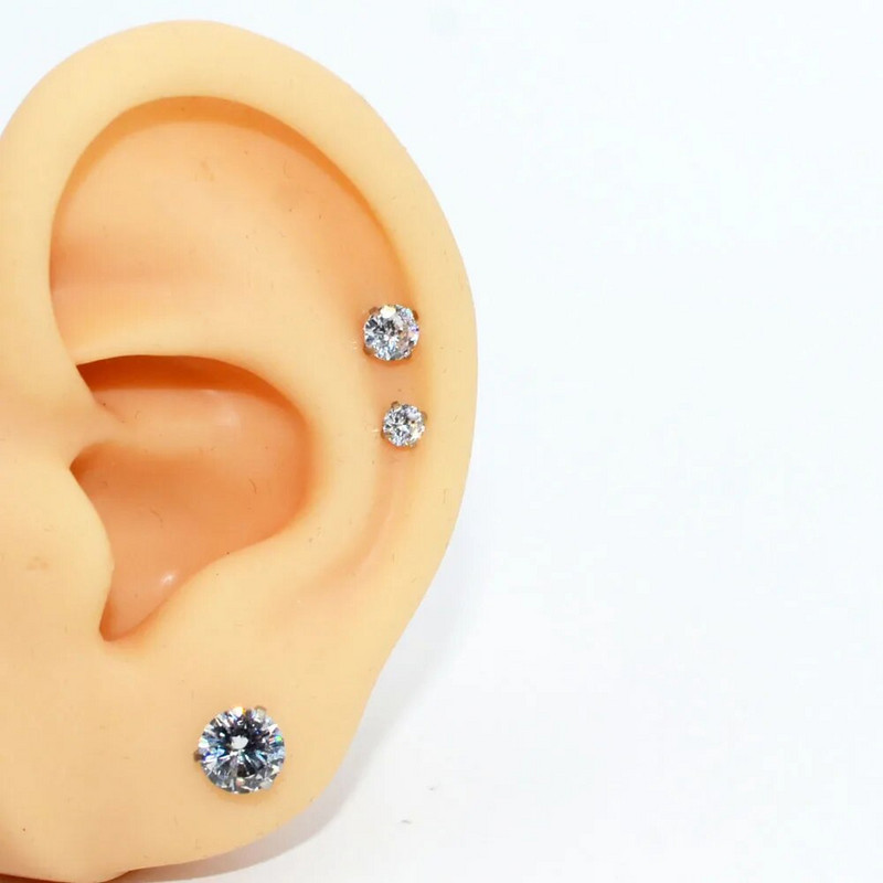 1 ks piercing do tela z chirurgickej ocele, zirkónu, drahokamu, hviezdy, srdca, štvorca, trojuholníka, tragusu, chrupavky, špirály, ucha.