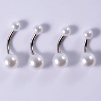 CHUANCI SurgicalSteel&Imitation Pearl Belly Button Rings Пиърсинг на пъпа Body Pircings Бижута 5 бр./лот