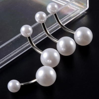 CHUANCI Surgical Steel & Imitation Pearl Belly Button Rings Navel Piercing Body Pircings Jewelry 5 τμχ/παρτίδα