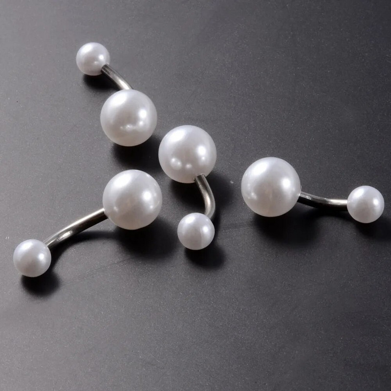 CHUANCI SurgicalSteel&Imitation Pearl Inele pentru buric Piercing pentru buric Piercing pentru corp Bijuterii 5 buc/lot