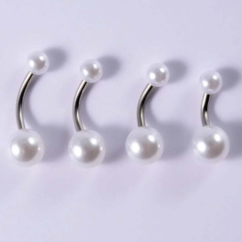 CHUANCI SurgicalSteel&Imitation Pearl Inele pentru buric Piercing pentru buric Piercing pentru corp Bijuterii 5 buc/lot