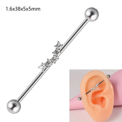 1 gab. Ķirurģiskā tērauda cirkona rūpnieciskā stienis jauks dzīvnieks, garais auss tilta auskars, šķērsvirziena sieviešu ķermeņa pīrsingu rotaslietas