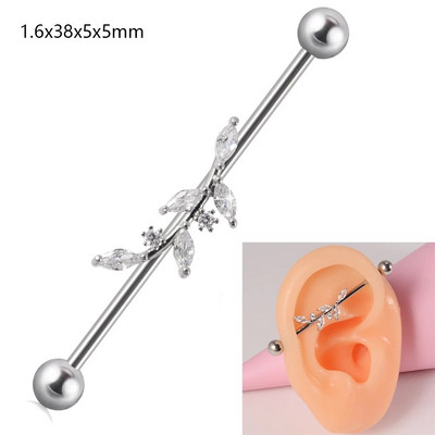 1 gab. Ķirurģiskā tērauda cirkona rūpnieciskā stienis jauks dzīvnieks, garais auss tilta auskars, šķērsvirziena sieviešu ķermeņa pīrsingu rotaslietas