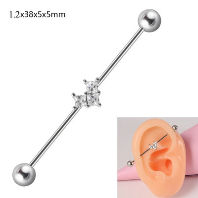 1 gab. Ķirurģiskā tērauda cirkona rūpnieciskā stienis jauks dzīvnieks, garais auss tilta auskars, šķērsvirziena sieviešu ķermeņa pīrsingu rotaslietas