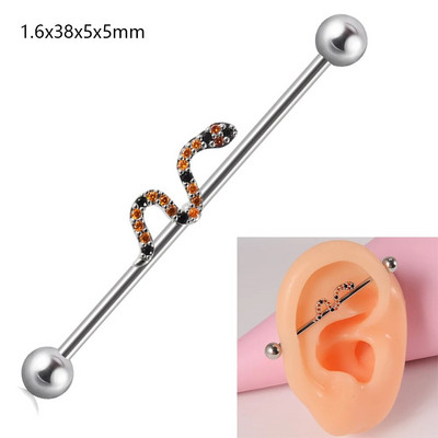 1 gab. Ķirurģiskā tērauda cirkona rūpnieciskā stienis jauks dzīvnieks, garais auss tilta auskars, šķērsvirziena sieviešu ķermeņa pīrsingu rotaslietas