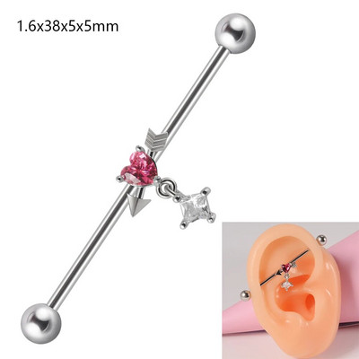 1 gab. Ķirurģiskā tērauda cirkona rūpnieciskā stienis jauks dzīvnieks, garais auss tilta auskars, šķērsvirziena sieviešu ķermeņa pīrsingu rotaslietas