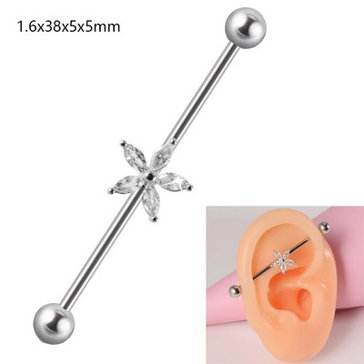 1 gab. Ķirurģiskā tērauda cirkona rūpnieciskā stienis jauks dzīvnieks, garais auss tilta auskars, šķērsvirziena sieviešu ķermeņa pīrsingu rotaslietas