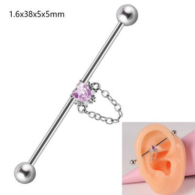 1 gab. Ķirurģiskā tērauda cirkona rūpnieciskā stienis jauks dzīvnieks, garais auss tilta auskars, šķērsvirziena sieviešu ķermeņa pīrsingu rotaslietas